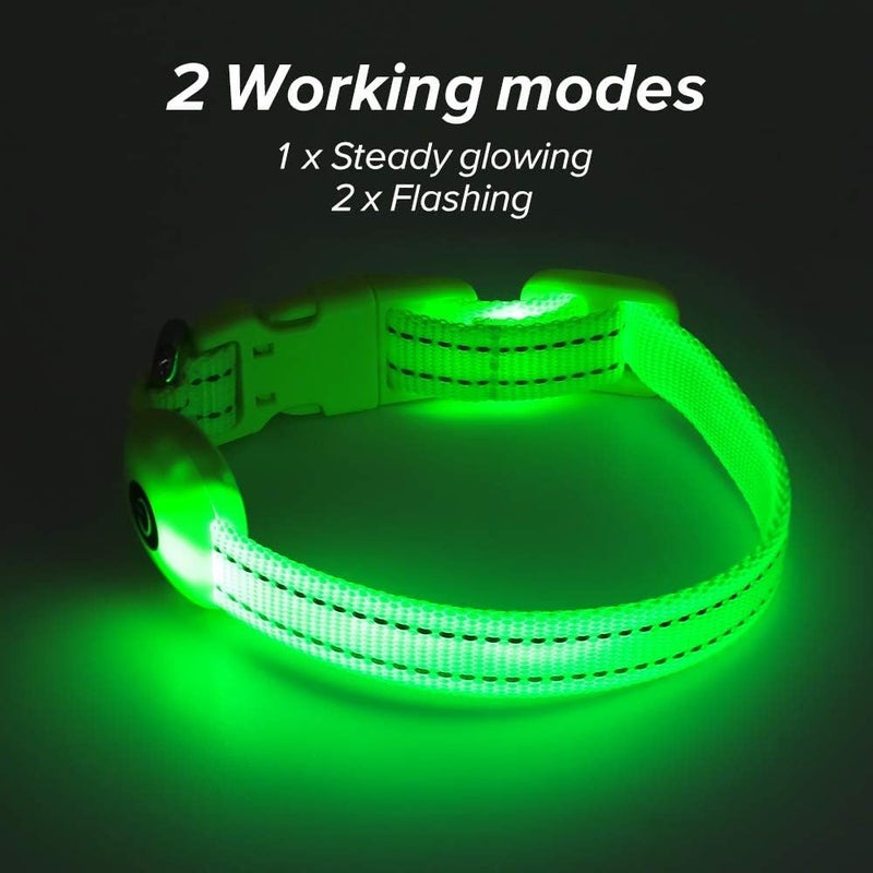BSEEN Light Up Dog Collars - Glowing LED Dog Collar Rechargeable Puppy Collar for Small Dogs & Cats, Safety Dog Lights for Night Walking (Green) - Image 5